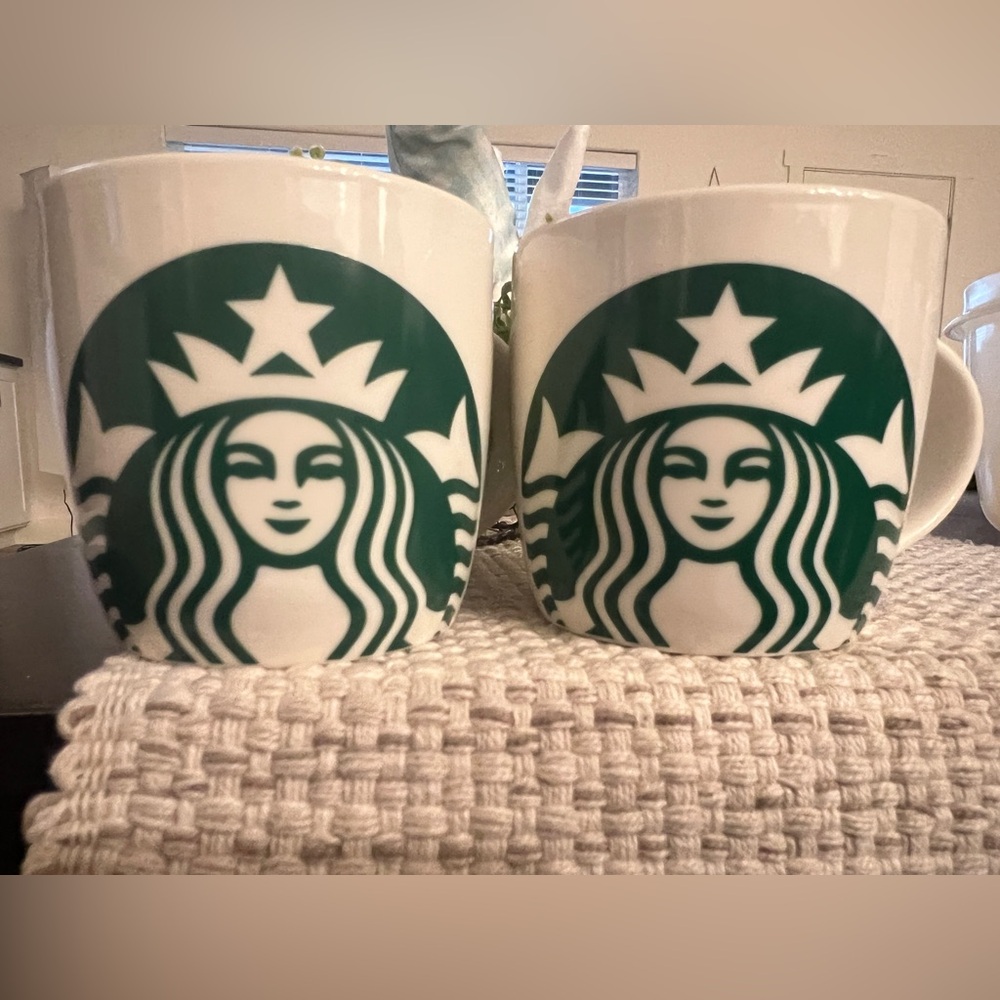 Starbucks White Mug Pair with Green Siren Logo